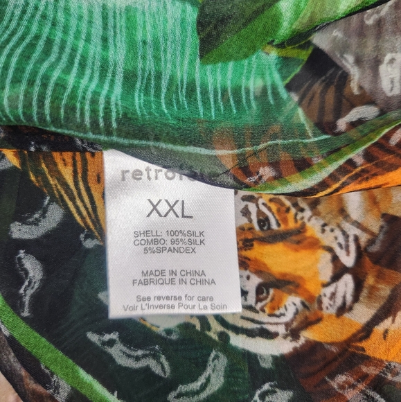 Retrofete Joanna Print Shirt in Safari Print Size XXL NWT Sheer Long Sleeve Silk - Picture 13 of 14
